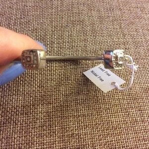 NWT Silvertone Cuff Crystal Square Bracelet